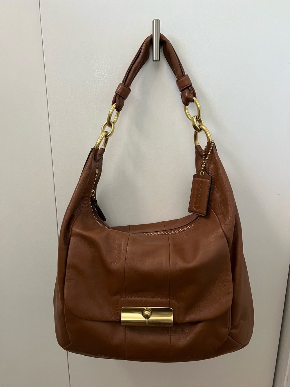 Coach Brown Leather Hobo with Gold Hardware